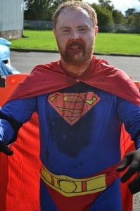 Stag dressed as Superman