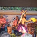 Singing and dancing at the luau