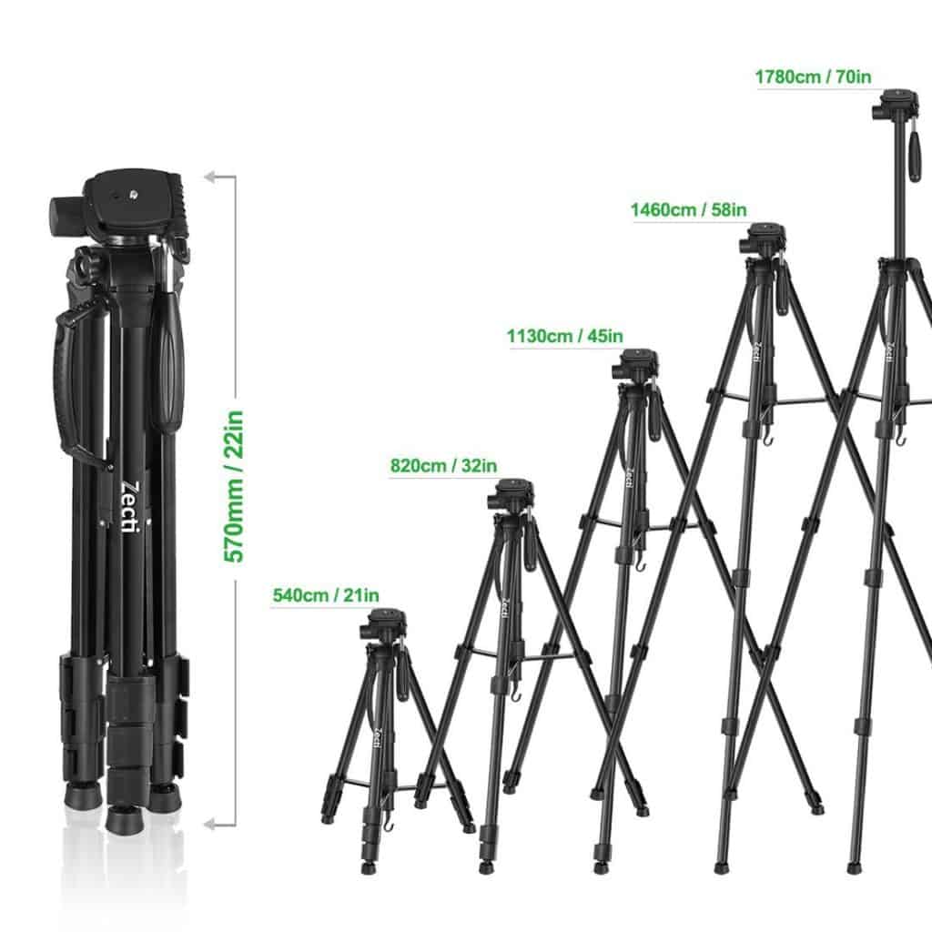 Zecti 70" Tripod Dimensions