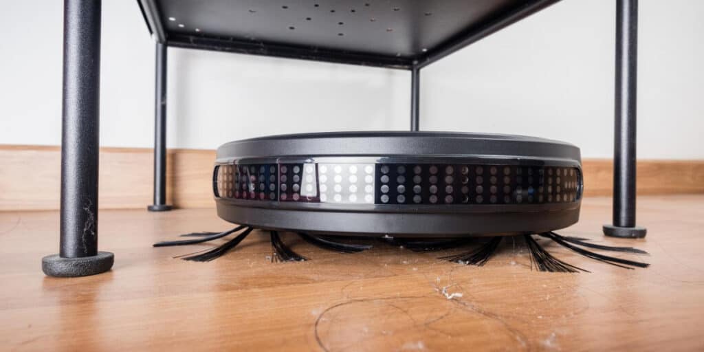 Robot vacuum under table