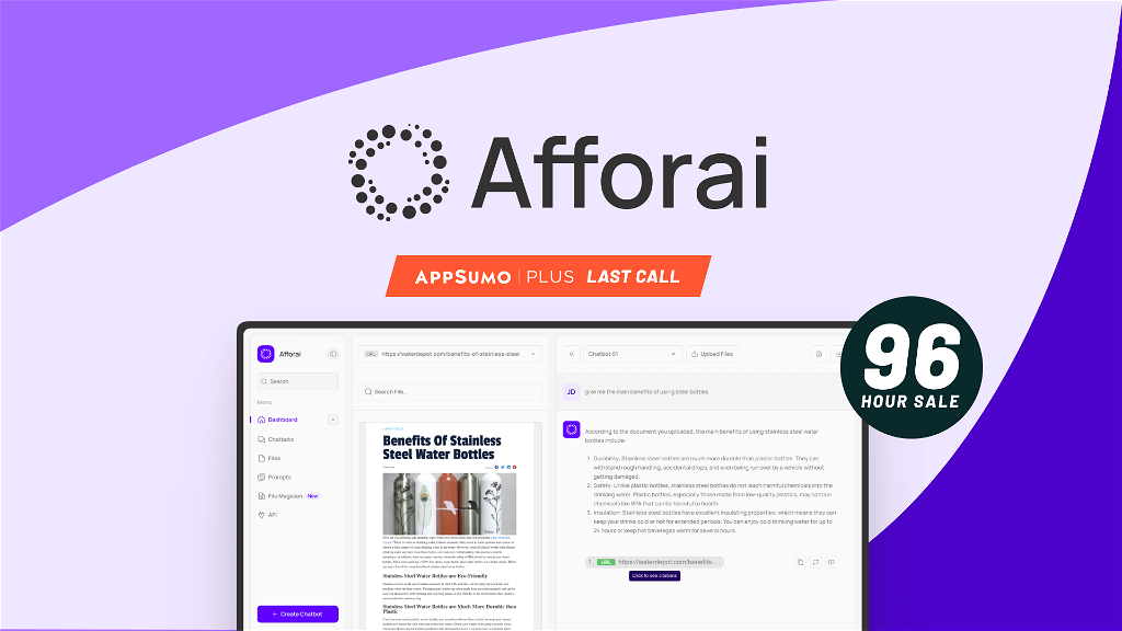Afforai wordpress theme with a purple and purple background.