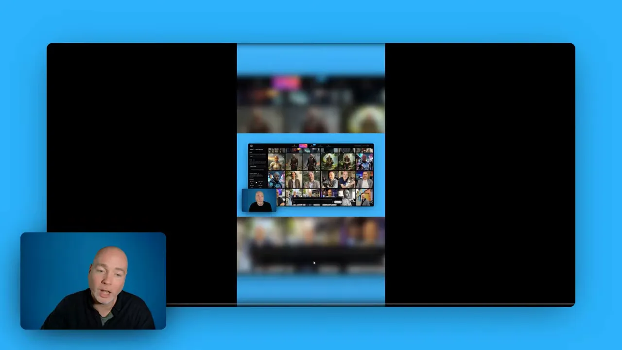 Reap interface demonstrating auto reframe with blurred background and presenter overlay