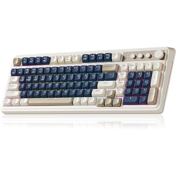 AULA 99 Keys Tri-Mode Keyboard Cream-Blue RGB
