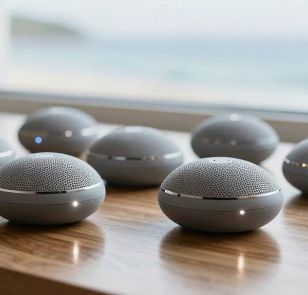 crystal clear pebble speakers