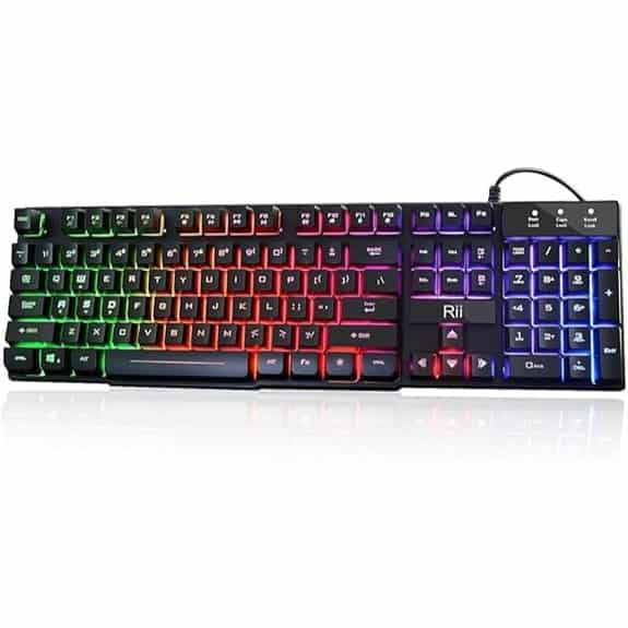 Rii RK100+ RGB Backlit USB Wired Keyboard