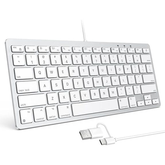 OMOTON Wired Keyboard for Mac Dual Interface White