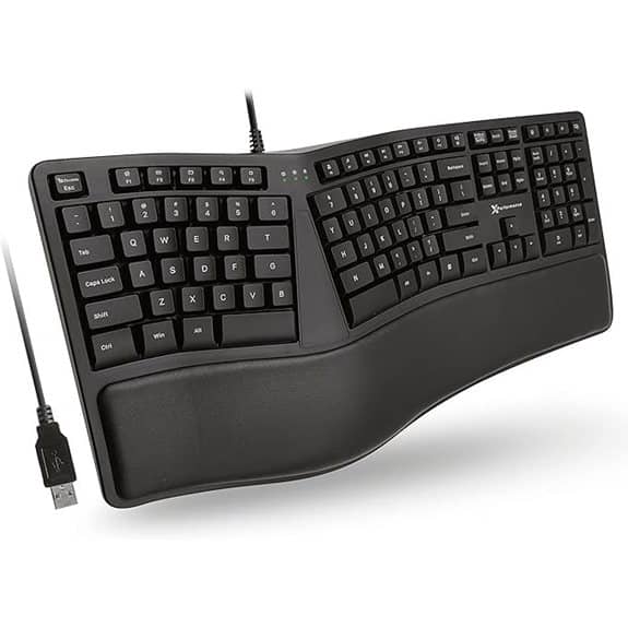 X9 Wired Ergonomic Keyboard with Cushioned Wrist Rest