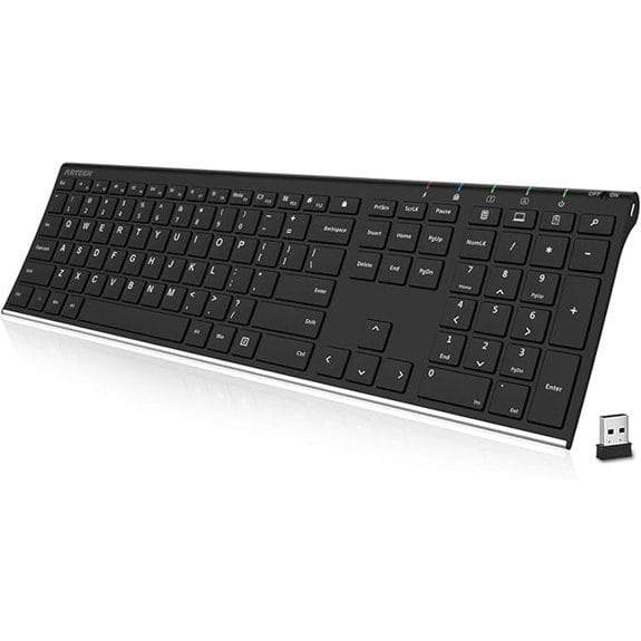 Arteck 2.4G Wireless Keyboard with Numeric Keypad