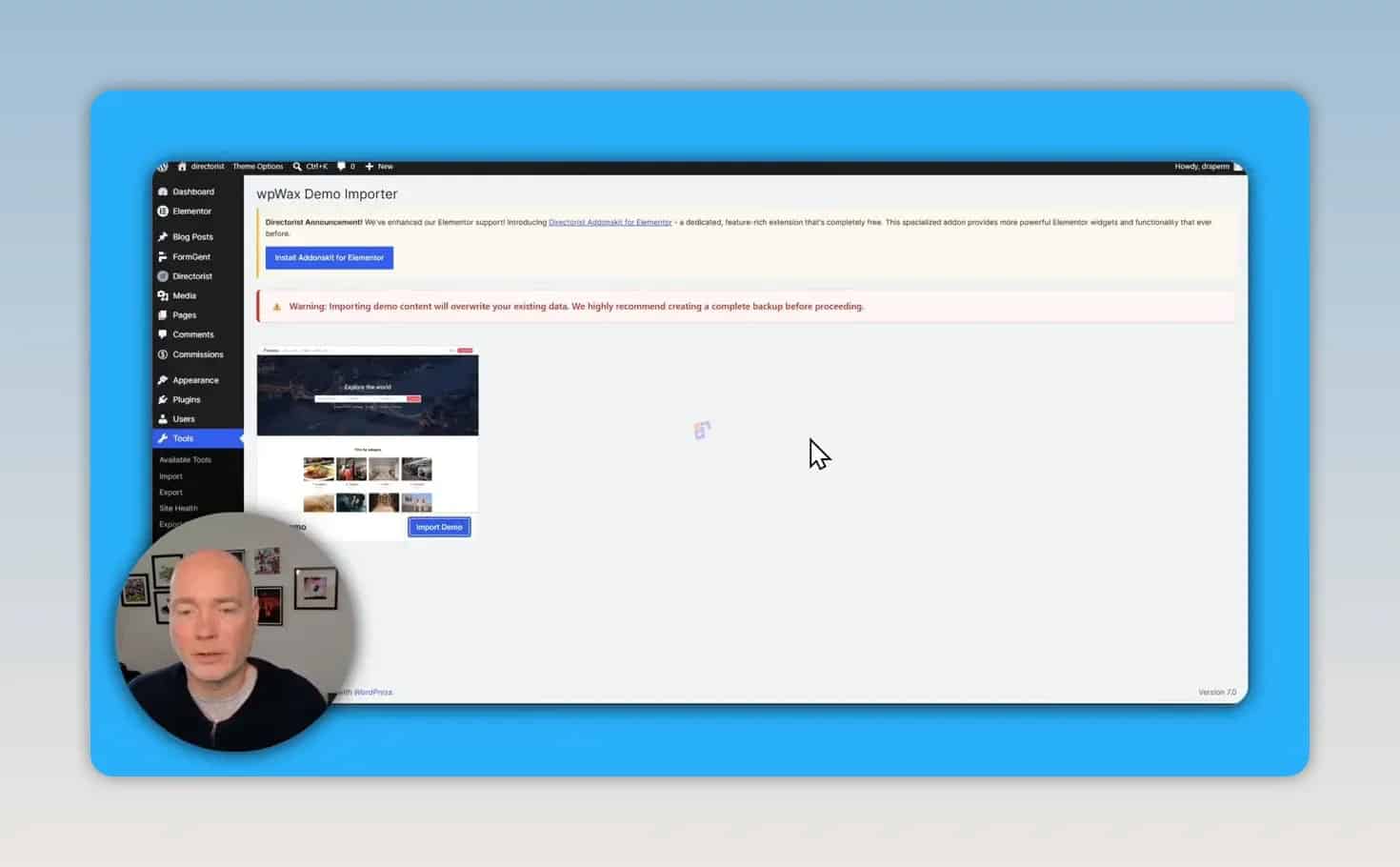 Directory homepage with hero search bar and Explore the world heading