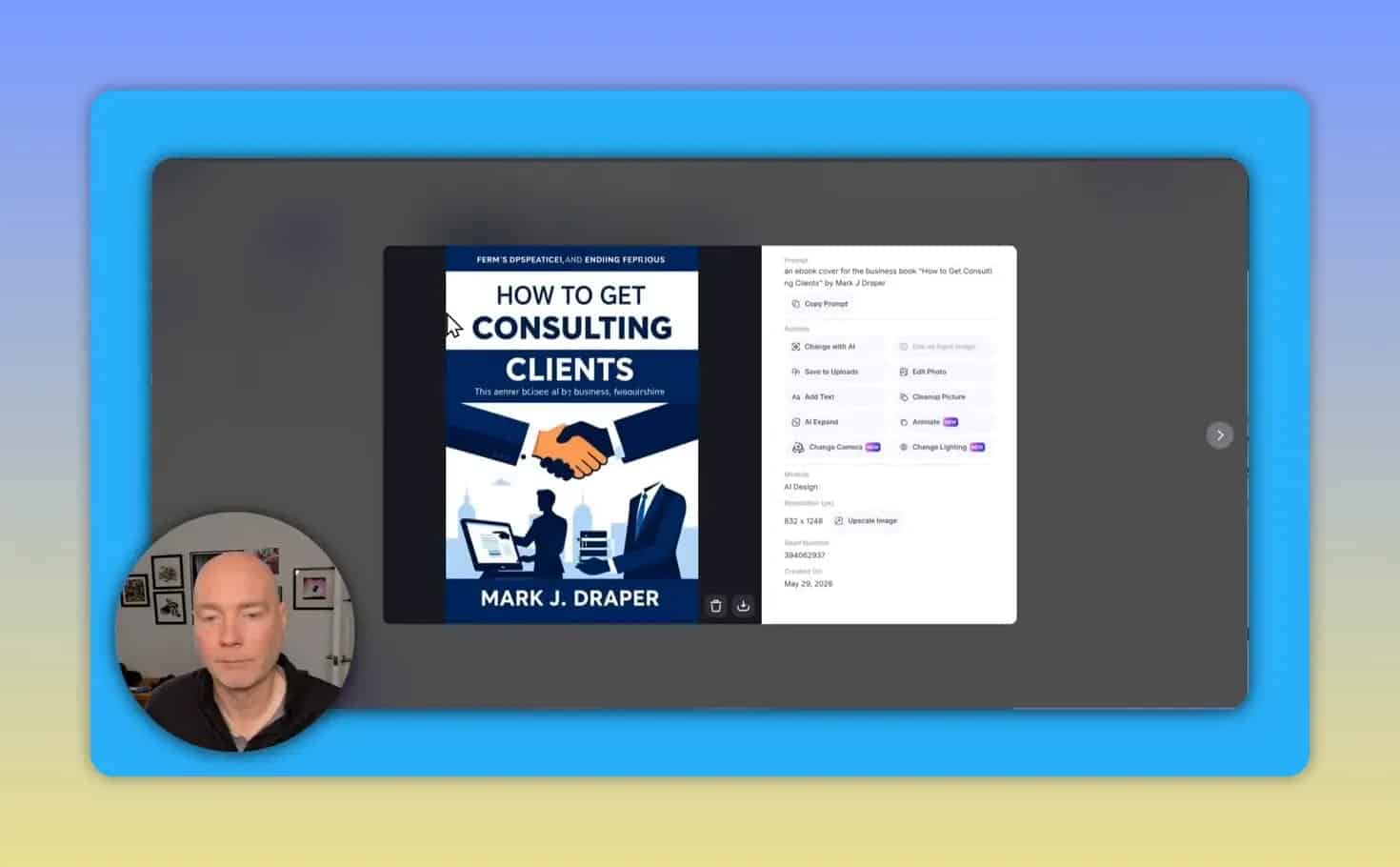 Generated ebook cover design titled how to get consulting clients with editing controls