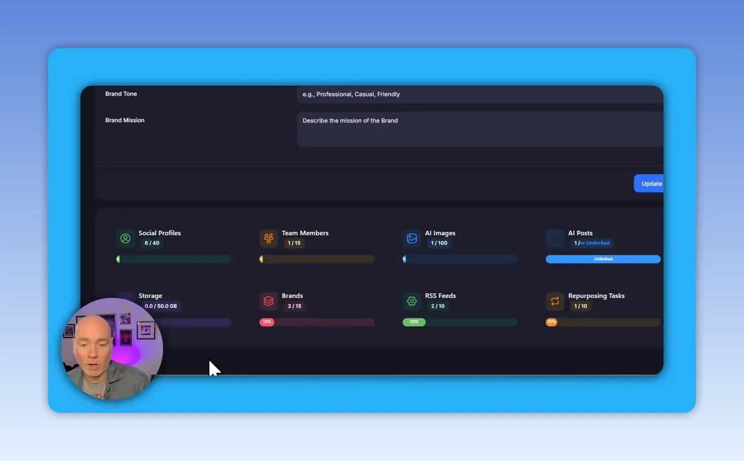 RobinReach account connection screen with multiple social platform options