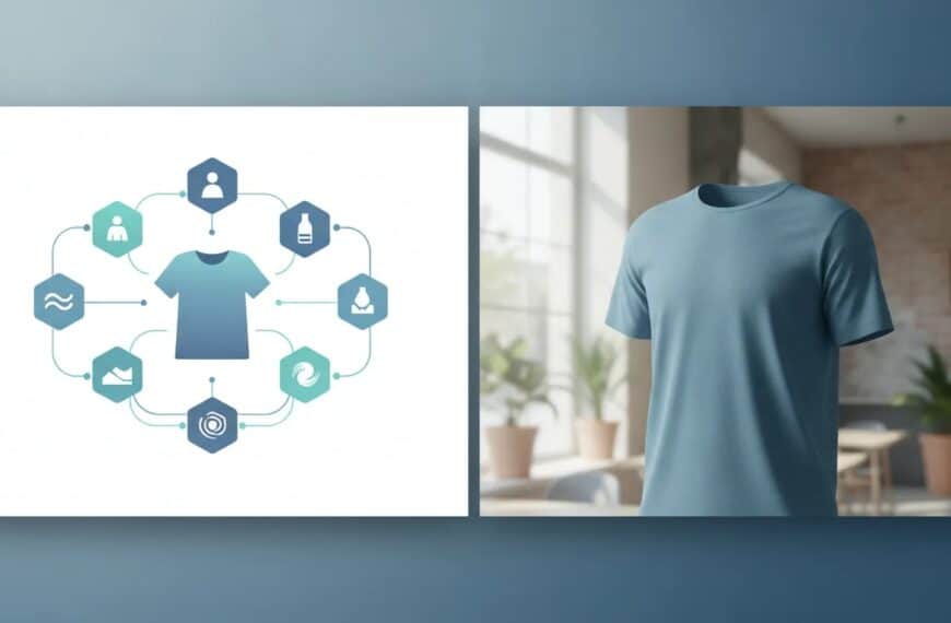 AI workflow diagram visualizing rainfrog-style ecommerce product image generation with connected nodes and a lifestyle product scene, no text.