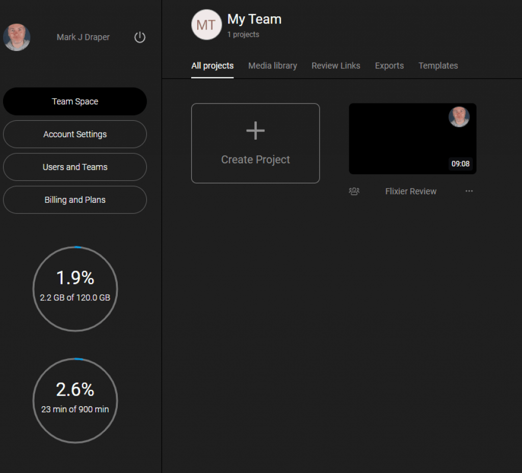 Flixier Dashboard